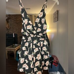 Floral Black and Pink Women's Romper